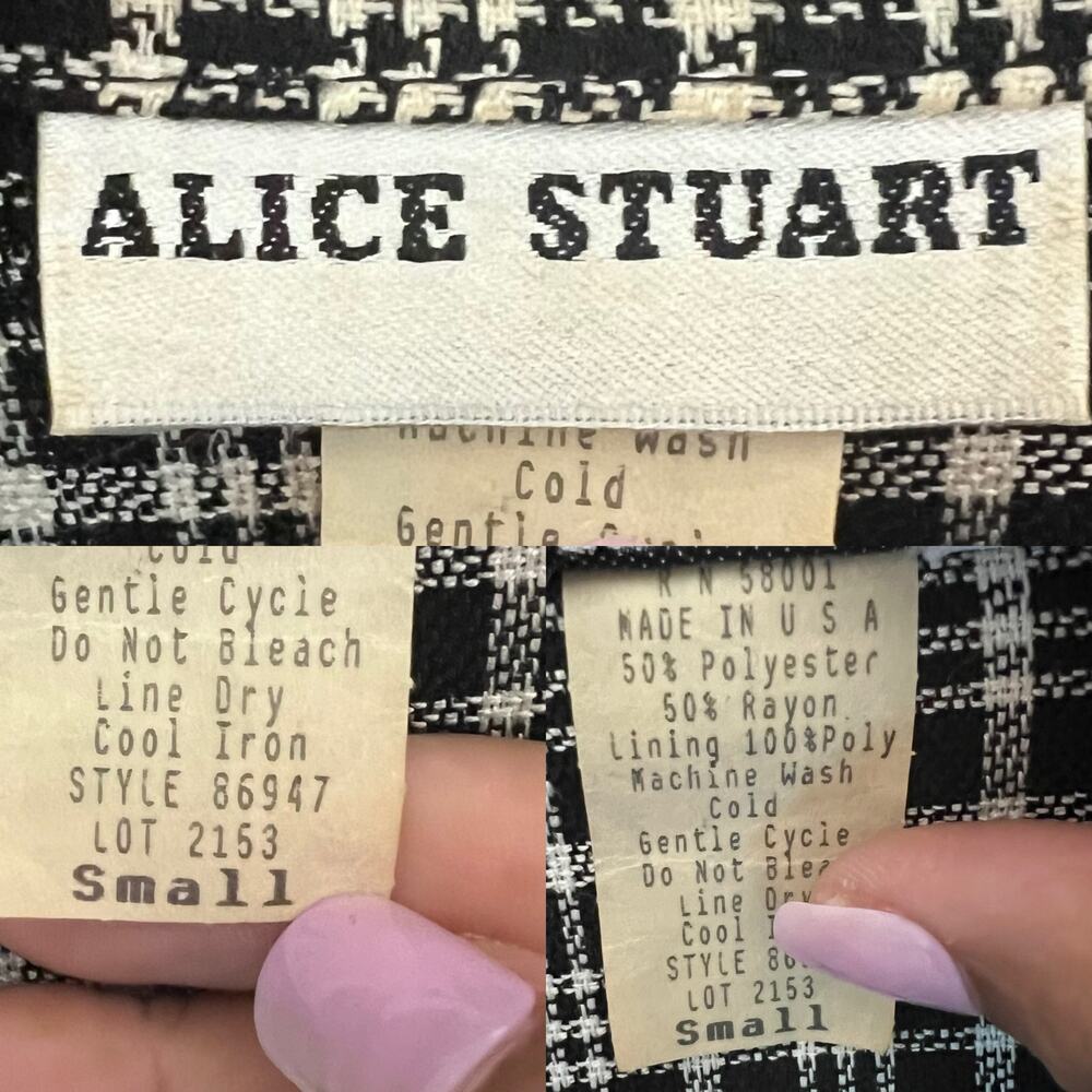 70s/80s Vintage Black & White Plaid Blazer Size XL Single Breasted Corpcore Work - Picture 11 of 17